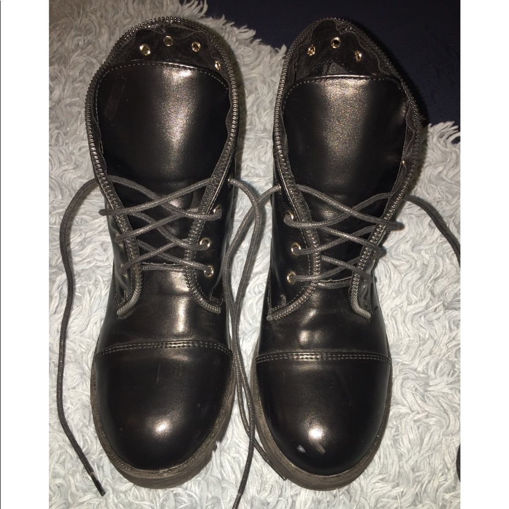 Zipper Detail Combat Boots